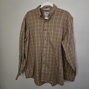 L.L. Bean Men's Tan Plaid Button Down Shirt